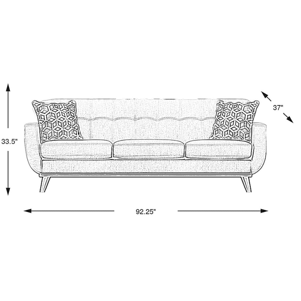 Lightly Used Mid-Century Style East Side Apartment Sofa w/ Chenille Upholstery Color Sand 92Lx37Wx34H (2 Sofas & Chair Available)
