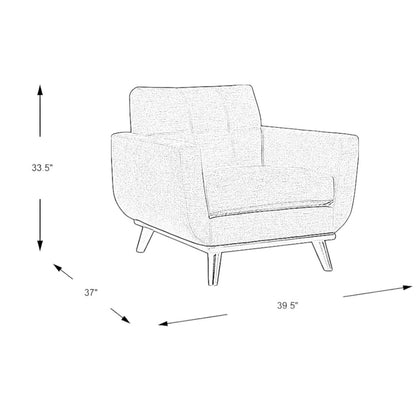 Lightly Used Mid-Century Style East Side Apartment Club Chair w/ Chenille Upholstery Color Sand 40Lx37Wx34H (2 Sofas & Chair Available)