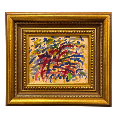 Mid-Century Modern Original 1960 Watercolor on Paper by Listed Artist Jacques Germain 13.5Lx12H