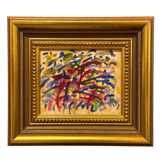 Mid-Century Modern Original 1960 Watercolor on Paper by Listed Artist Jacques Germain 13.5Lx12H