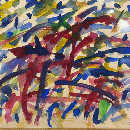 Mid-Century Modern Original 1960 Watercolor on Paper by Listed Artist Jacques Germain 13.5Lx12H