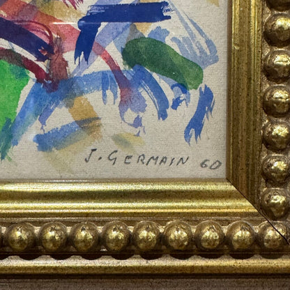Mid-Century Modern Original 1960 Watercolor on Paper by Listed Artist Jacques Germain 13.5Lx12H