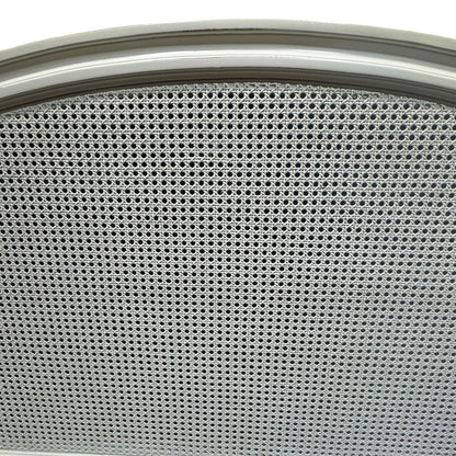 White Coastal French Country Distressed King Headboard w/ Arched Cane Panel 80Lx60H