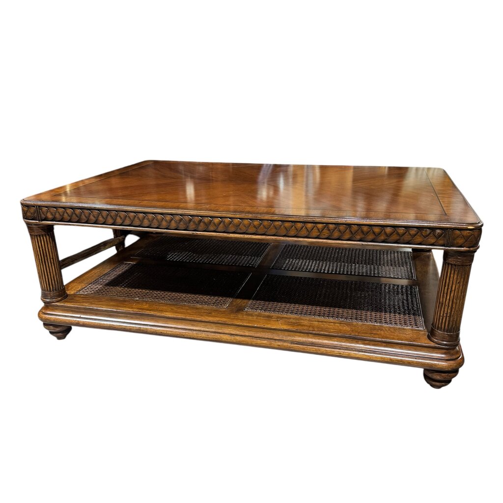 Tommy Bahama Coffee Table w/ Wicker Cane Base 50Lx34Wx19H