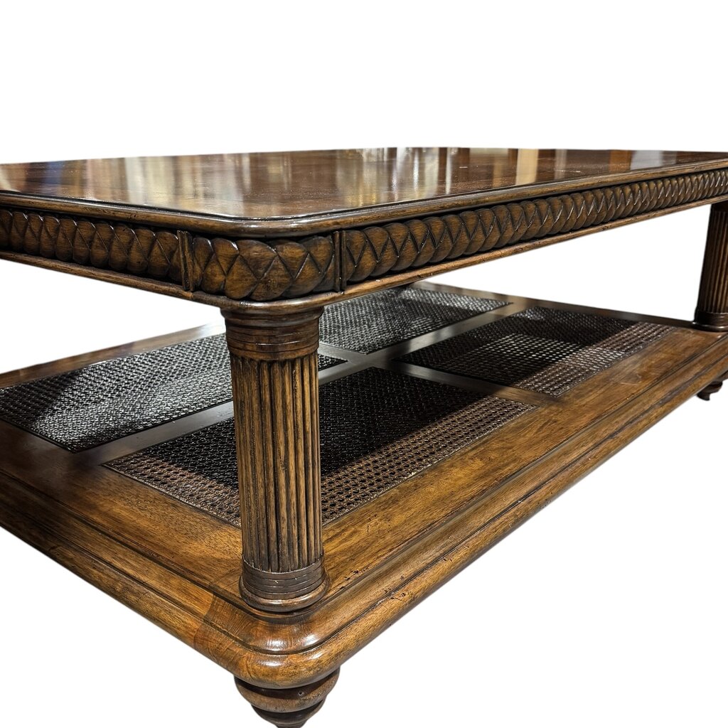 Tommy Bahama Coffee Table w/ Wicker Cane Base 50Lx34Wx19H