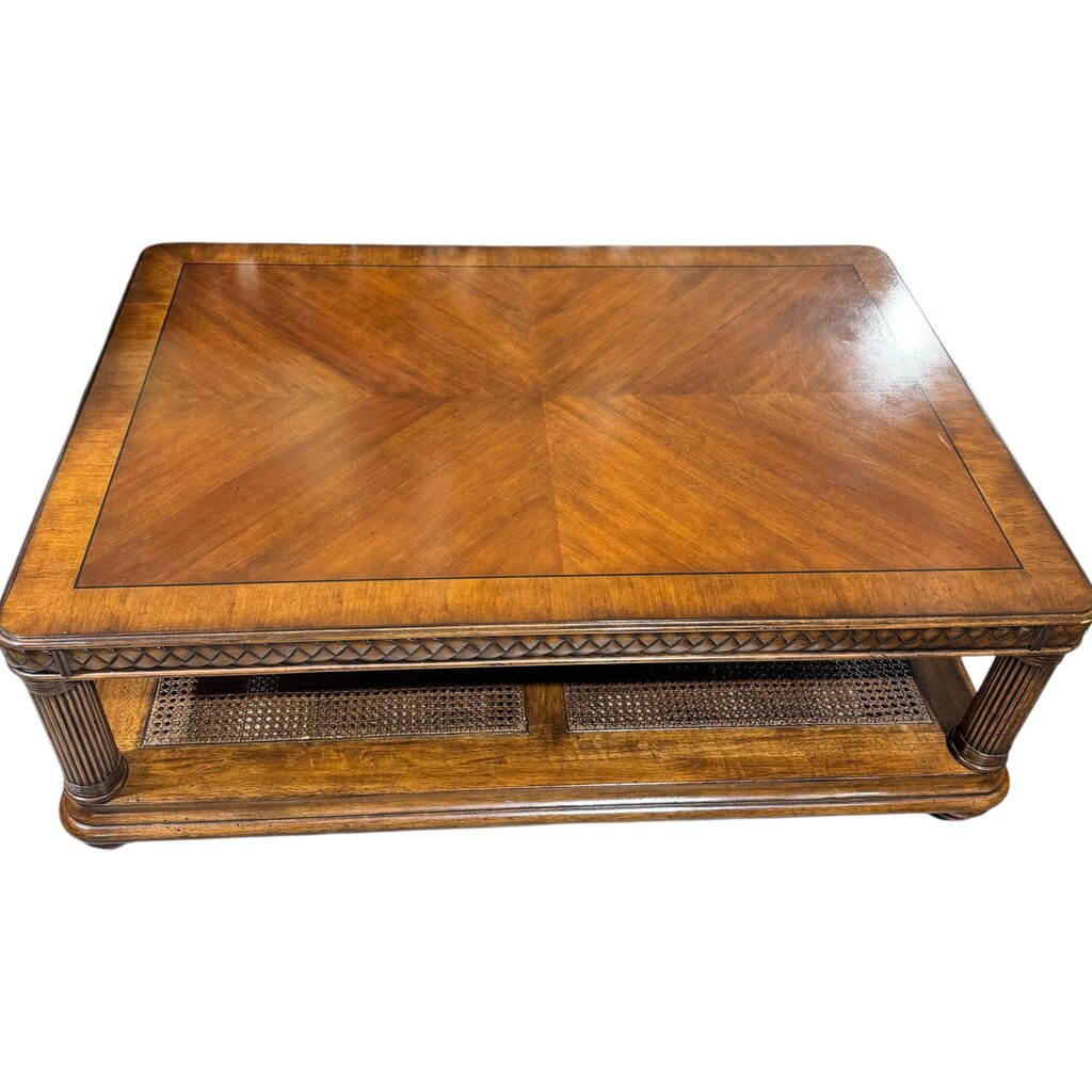 Tommy Bahama Coffee Table w/ Wicker Cane Base 50Lx34Wx19H