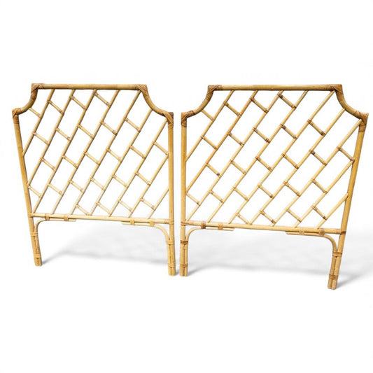 Pair of Vintage Hollywood Regency Woven Bamboo Twin Headboards 39Wx48H