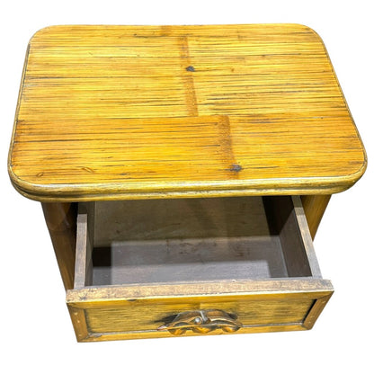 Pair of Bamboo Wicker Two Drawer Chest / Nightstands w/ Banana Leaf Handles 28Lx21Wx24H