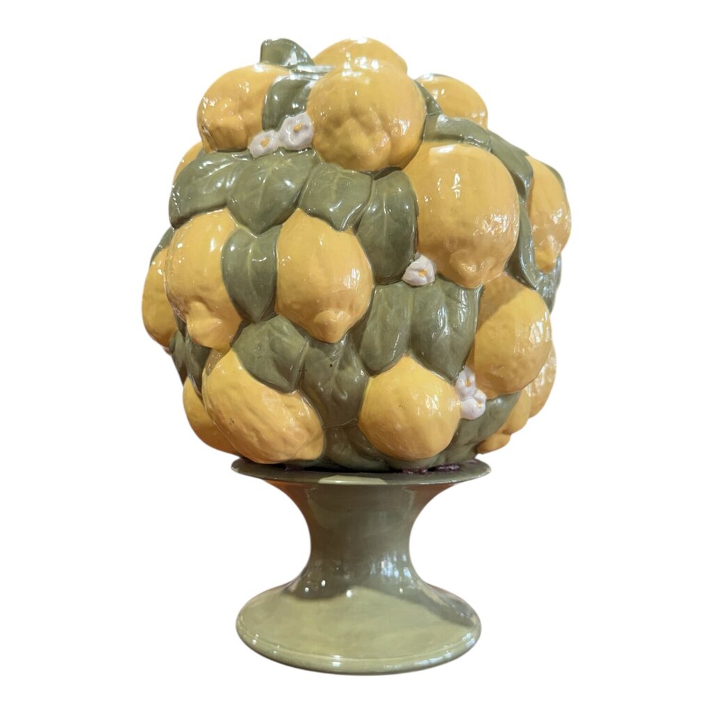 Vintage Italian Signed Ceramic Lemon Tree Topiary 9Wx13H
