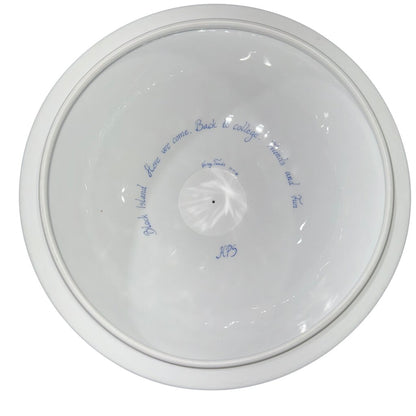 SIGNED Herend Chinese Bouquet Blue Tureen w/ Platter. Stylized Peony Motif w/ Blue Chinoiserie 24k Gold Accents w/ Dolphin Handles & Finial 12¼" H 128 ounces.