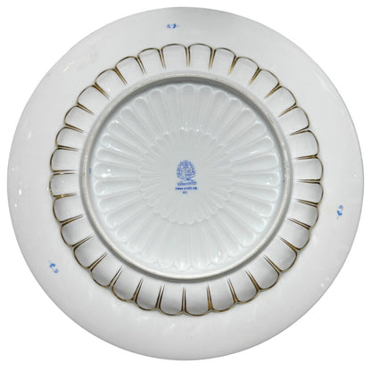 SIGNED Herend Chinese Bouquet Blue Tureen w/ Platter. Stylized Peony Motif w/ Blue Chinoiserie 24k Gold Accents w/ Dolphin Handles & Finial 12¼" H 128 ounces.