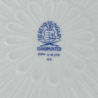 SIGNED Herend Chinese Bouquet Blue Tureen w/ Platter. Stylized Peony Motif w/ Blue Chinoiserie 24k Gold Accents w/ Dolphin Handles & Finial 12¼" H 128 ounces.