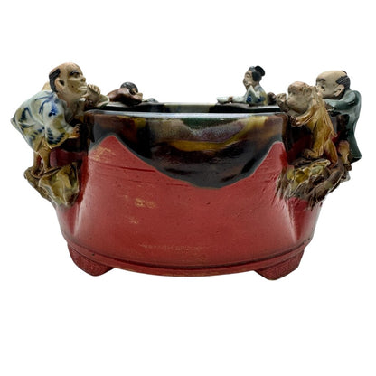 Antique Japanese Sumida Gawa Pottery Bowl 8"Dia