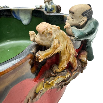 Antique Japanese Sumida Gawa Pottery Bowl 8"Dia