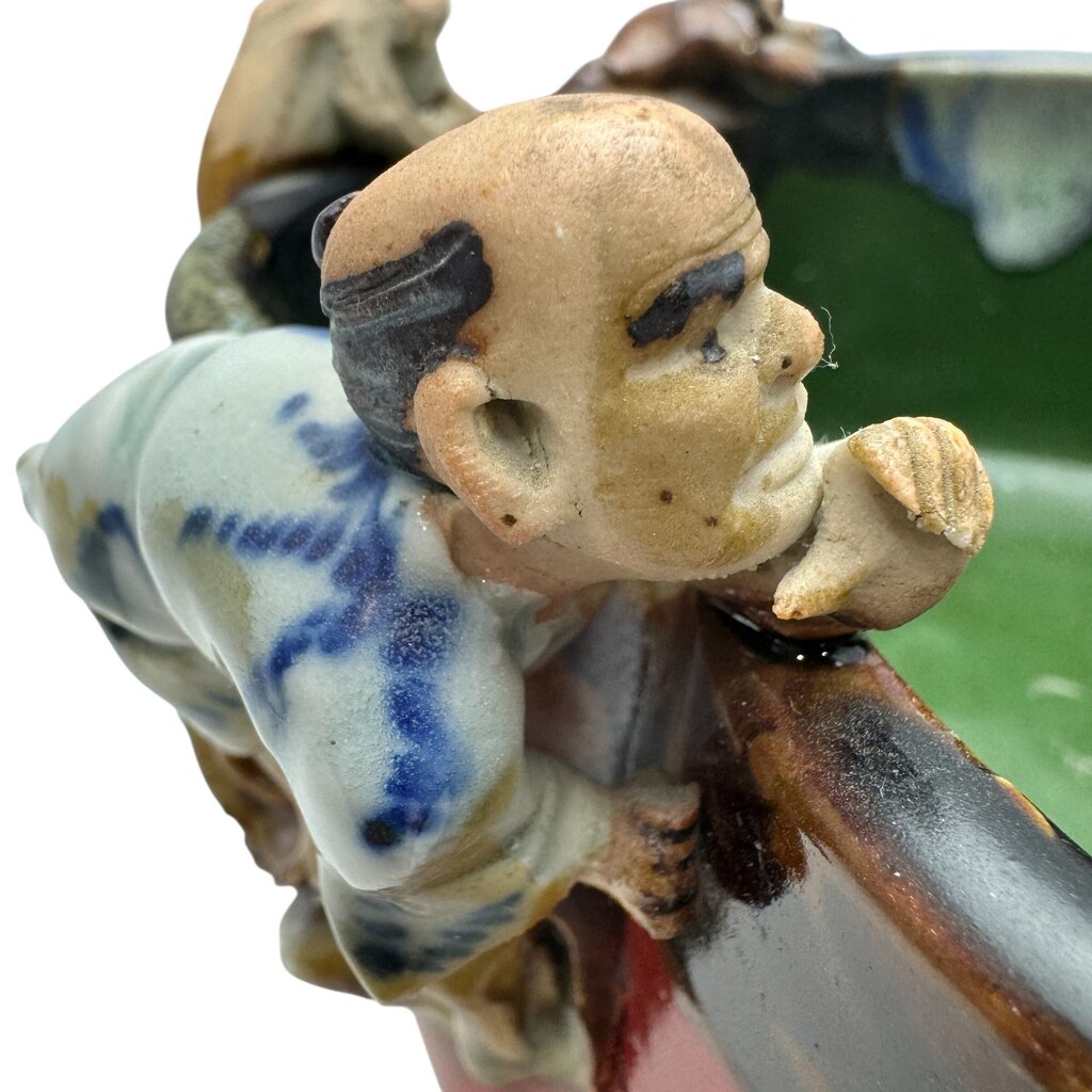 Antique Japanese Sumida Gawa Pottery Bowl 8"Dia