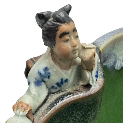 Antique Japanese Sumida Gawa Pottery Bowl 8"Dia