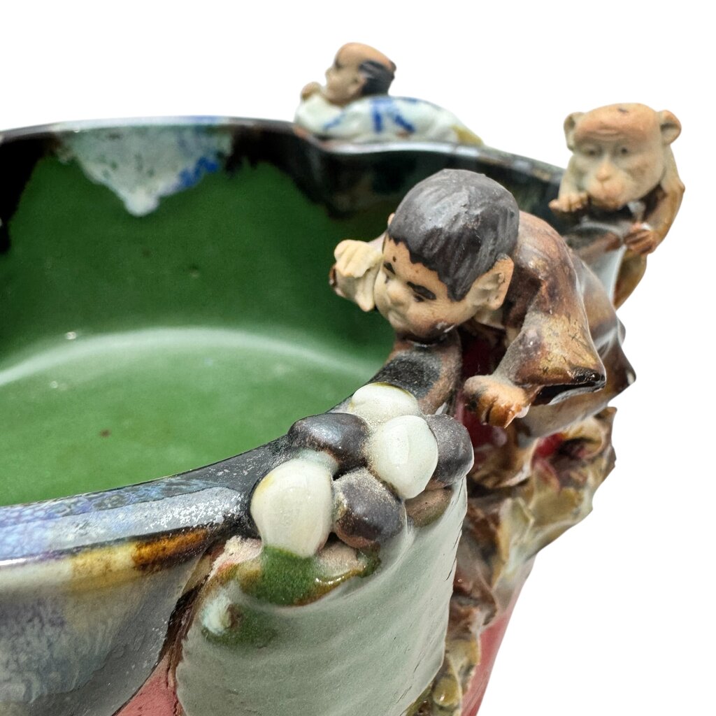 Antique Japanese Sumida Gawa Pottery Bowl 8"Dia