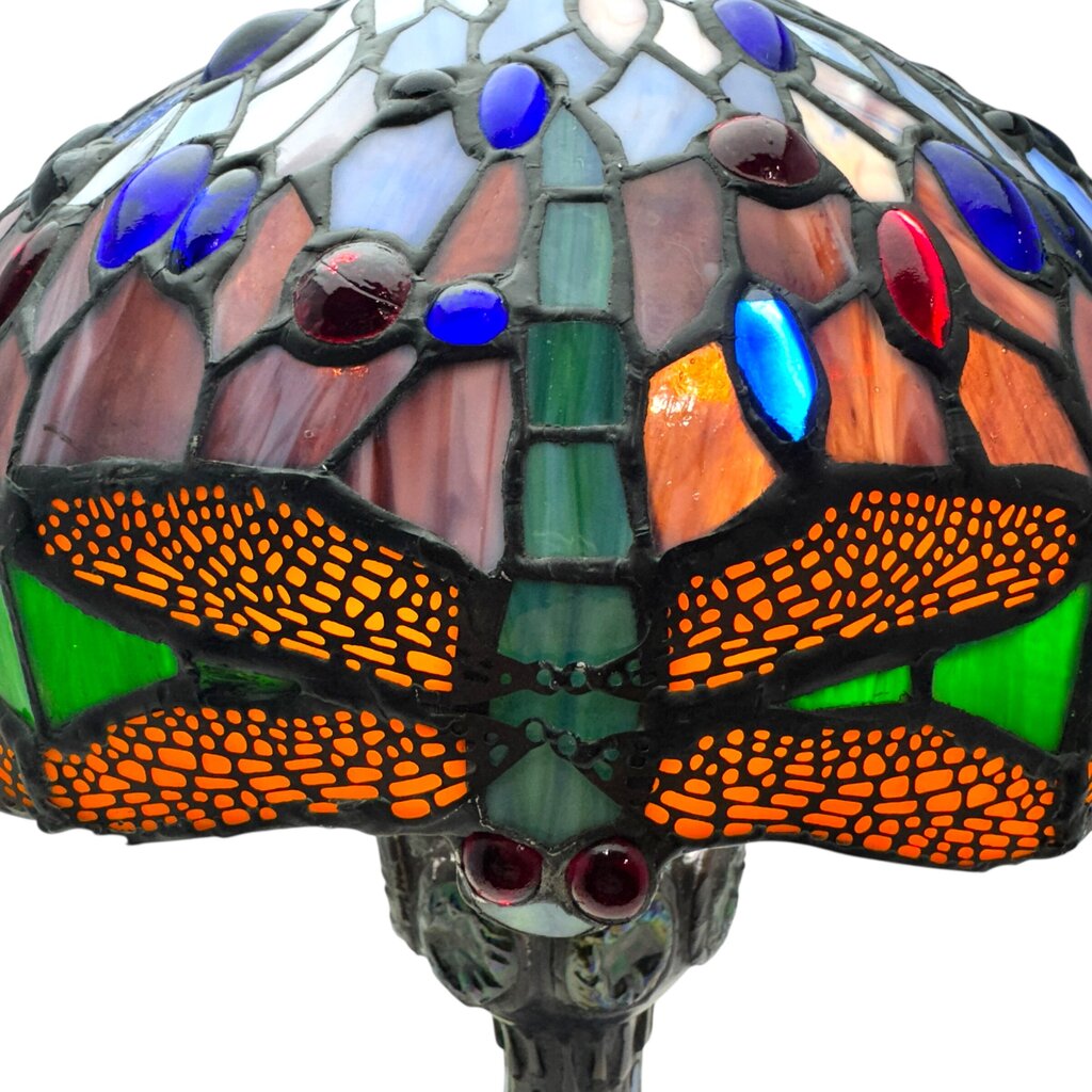 18" High Hanginghead Dragonfly Slag / Stained Glass Tiffany Styled Table Lamp 13Wx18H