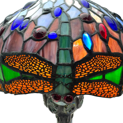 18" High Hanginghead Dragonfly Slag / Stained Glass Tiffany Styled Table Lamp 13Wx18H
