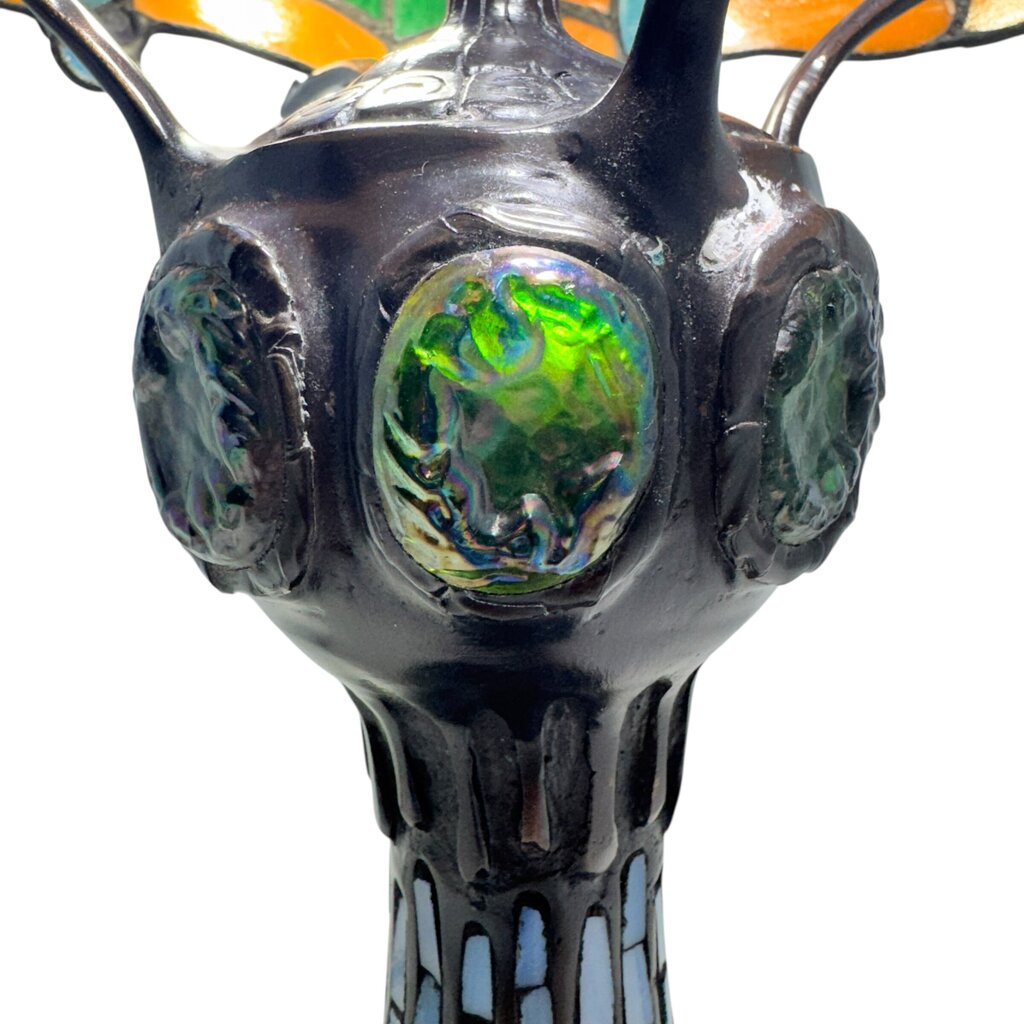 18" High Hanginghead Dragonfly Slag / Stained Glass Tiffany Styled Table Lamp 13Wx18H