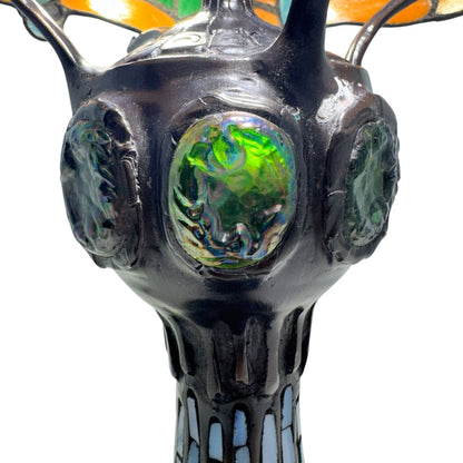 18" High Hanginghead Dragonfly Slag / Stained Glass Tiffany Styled Table Lamp 13Wx18H