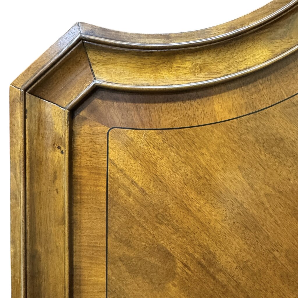 Dark Wood King Sized Inlaid Bed w/ Matching Two Drawer Nightstands