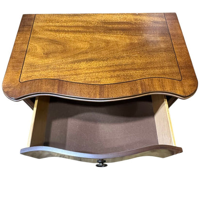 Pair of 2 Drawer Dark Wood Inlay Nightstands 29Lx18Wx27H