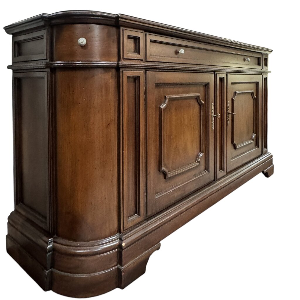 Traditional Solid Walnut Sideboard or Credenza w/ Original Keys 72Lx19Wx36H