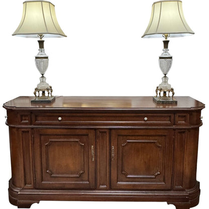Traditional Solid Walnut Sideboard or Credenza w/ Original Keys 72Lx19Wx36H