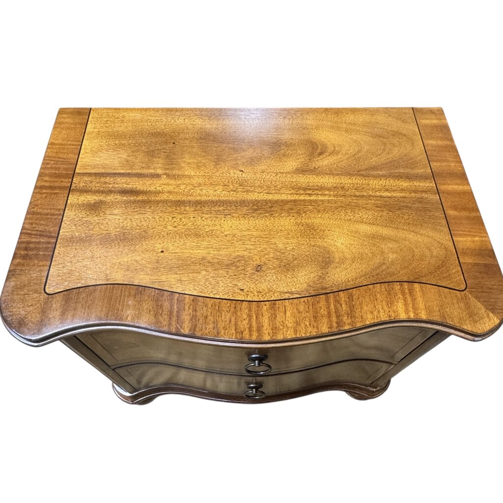 Pair of 2 Drawer Dark Wood Inlay Nightstands 29Lx18Wx27H