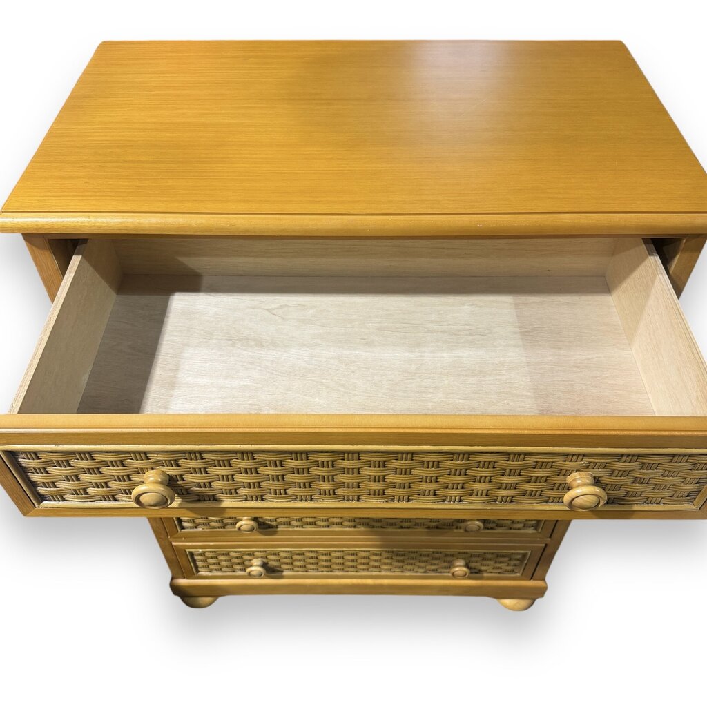 Wood & Wicker Chest of Drawers 36Lx20Wx48H
