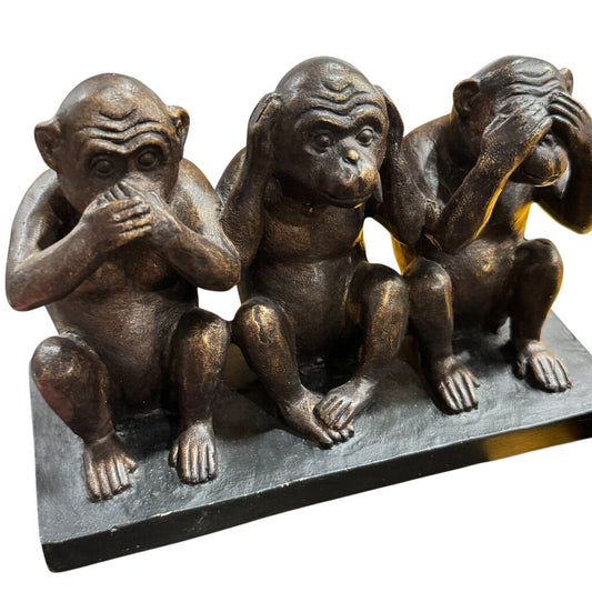 Vintage Speak No Evil, Hear No Evil, See No Evil Monkeys 8Lx3.5Wx5.5H