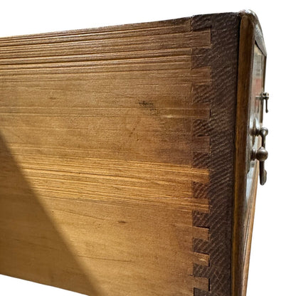 Antique English Chinoiserie Lacquered Bamboo Chest of Drawers w/ Brass Locks & Pulls Decorated w/ Birds & Foliage Motifs 33Lx19Wx33H