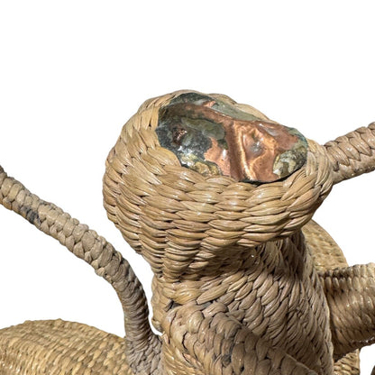 Vintage Mario Lopez Torres 6-Light Wicker Rattan Monkey Climbing Banana Tree Chandelier 36Lx36Wx25H