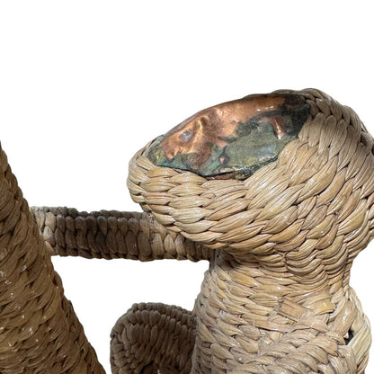 Vintage Mario Lopez Torres 6-Light Wicker Rattan Monkey Climbing Banana Tree Chandelier 36Lx36Wx25H