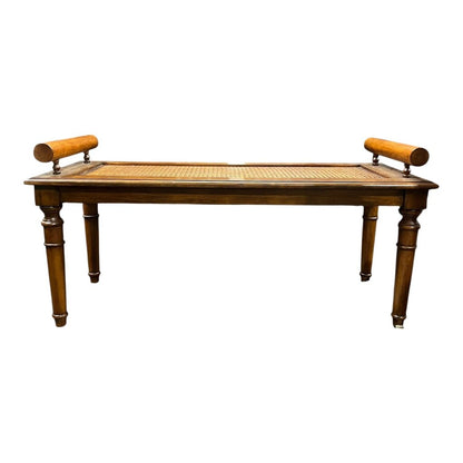 Solid Teak Wood Bench w/ Cane Top 42Lx17Wx20.5H
