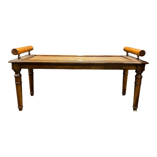 Solid Teak Wood Bench w/ Cane Top 42Lx17Wx20.5H