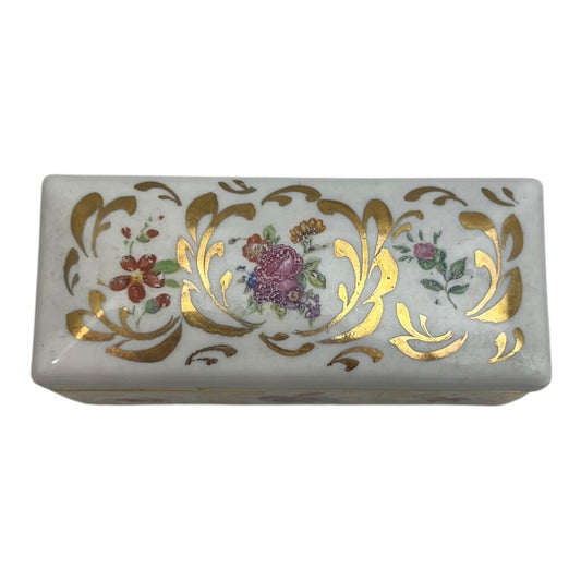 Vintage Hand Painted Trinket Box w/ Flowers by Amoges 3.5Lx1.5Wx.5H