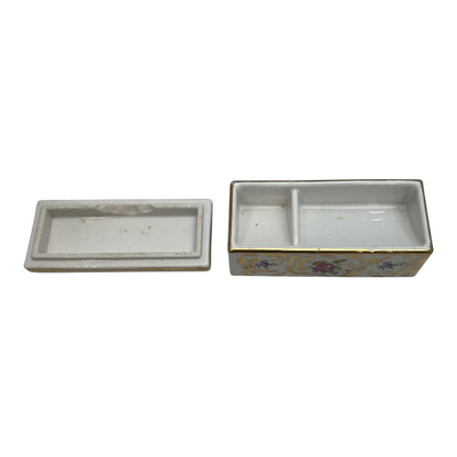 Vintage Hand Painted Trinket Box w/ Flowers by Amoges 3.5Lx1.5Wx.5H