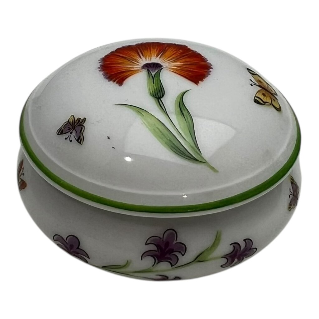 Vintage Tiffany & Co. Limoges France Trinket Box w/ Dandelion & Butterflies 2.5DiaX1.5H