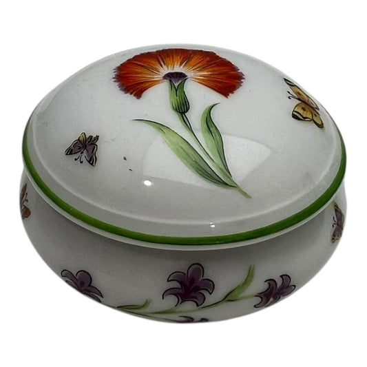Vintage Tiffany & Co. Limoges France Trinket Box w/ Dandelion & Butterflies 2.5DiaX1.5H