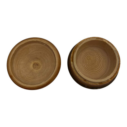 Vintage Folk Art Wooden Trinket Box 2.5DiaX1.5H