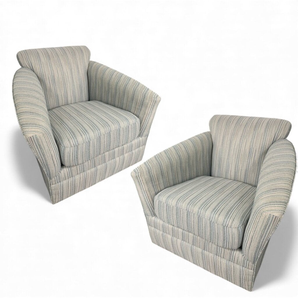 Pair of Upholstered 36" Swivel Glider Chairs Color: Easy Spa by: Stanley Chair Co. Made in FL