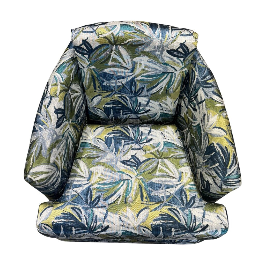 Custom Upholstered Swivel Barrel Chair Color: Nisa Teal by: Stanley Chair Co. Made in FL