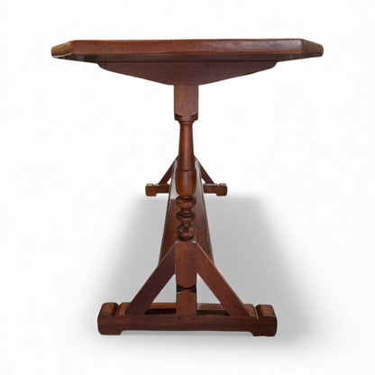 Vintage Baker Milling Road French Country Mahogany Trestle Console Table 80Lx20Wx32H