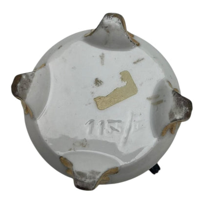 Vintage Hand Painted Gold Accented Porcelain Trinket Box w/Hinged Lid w/Man and Woman On Farm 2"Dia x 2H