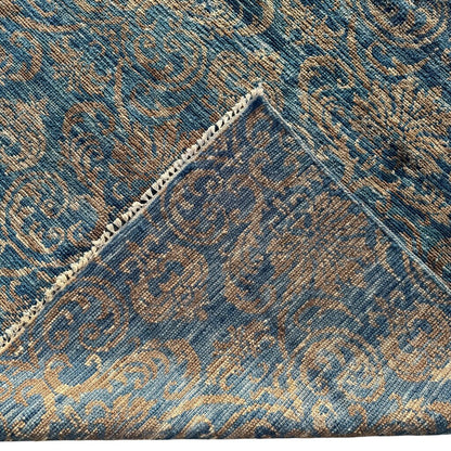 Pakistan Peshawar Oriental Hand-Knotted Wool Rug Geometric Florial Pattern w/ Blues & Beige 10x14