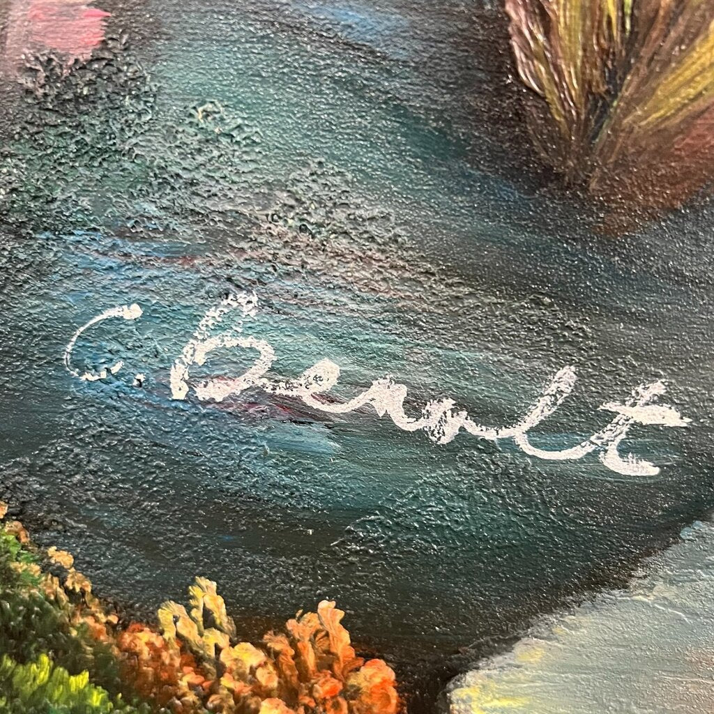 Florida Tropical Ocean Fish Underwater Reef Seascape Oil Painting by: C. Benolt 42"x52"