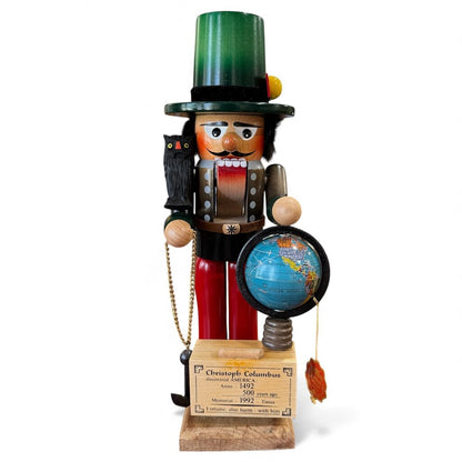 Steinbach 16.5" Christopher Columbus German Nutcracker w/owl, spinning globe Anchor & Coins Vintage Christmas Collectible German Nutcracker