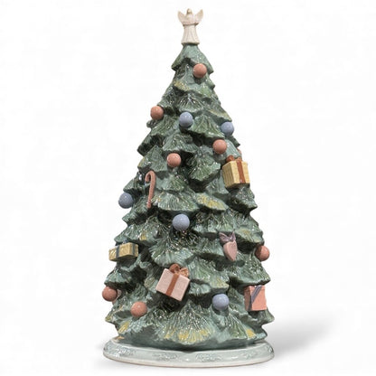 Vintage Lladro "O Christmas Tree" Hand-painted Porcelain Christmas Tree Figurine #6670 6Wx12.5H Box Included